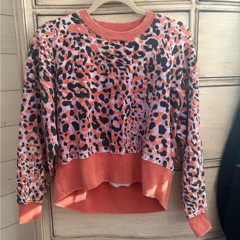 JoyLab Coral and Black Patterned Sweatshirt